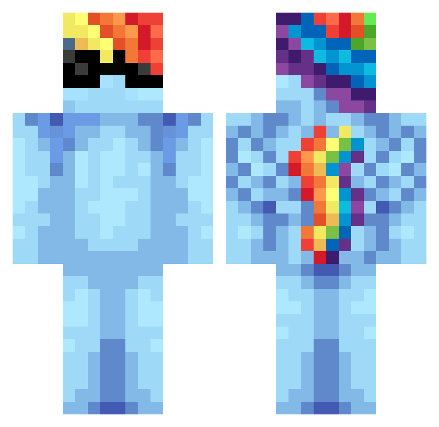 Hybari Minecraft skin, front and back view
