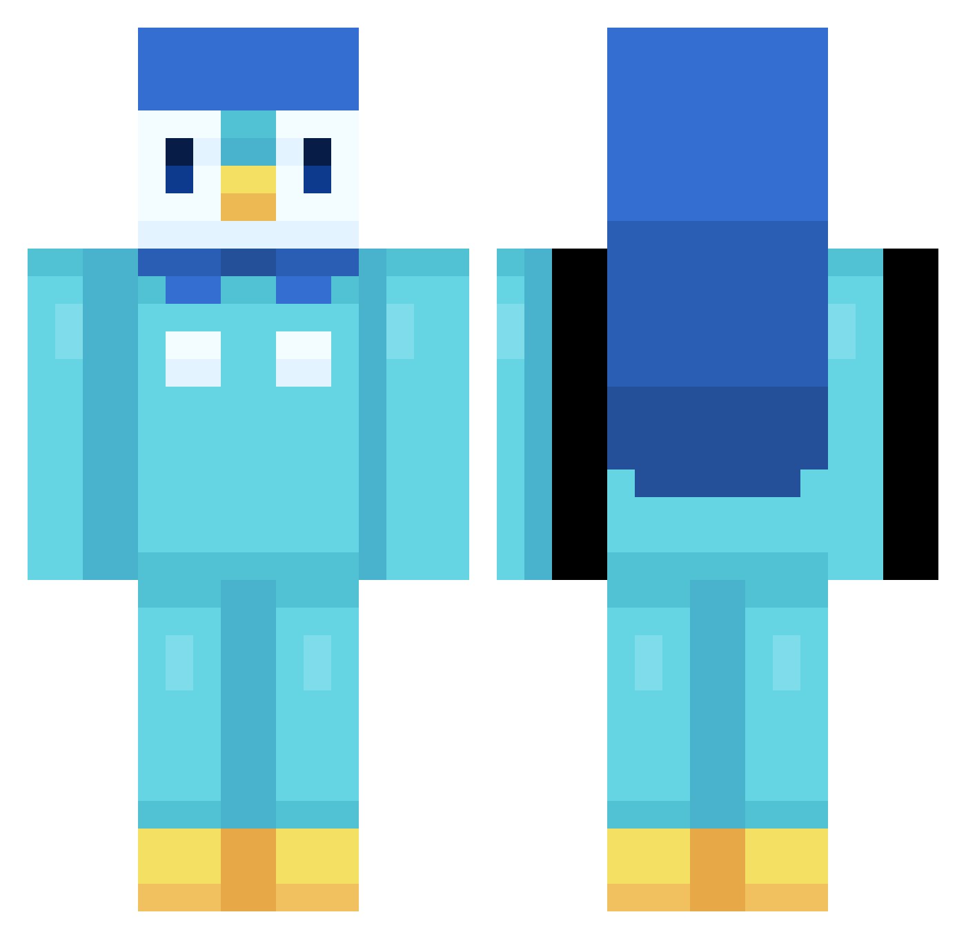 Oreeeeo Minecraft skin, front and back view