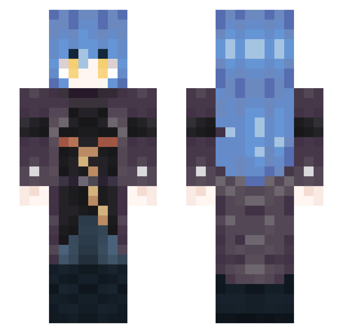 Fr0d Minecraft skin, front and back view