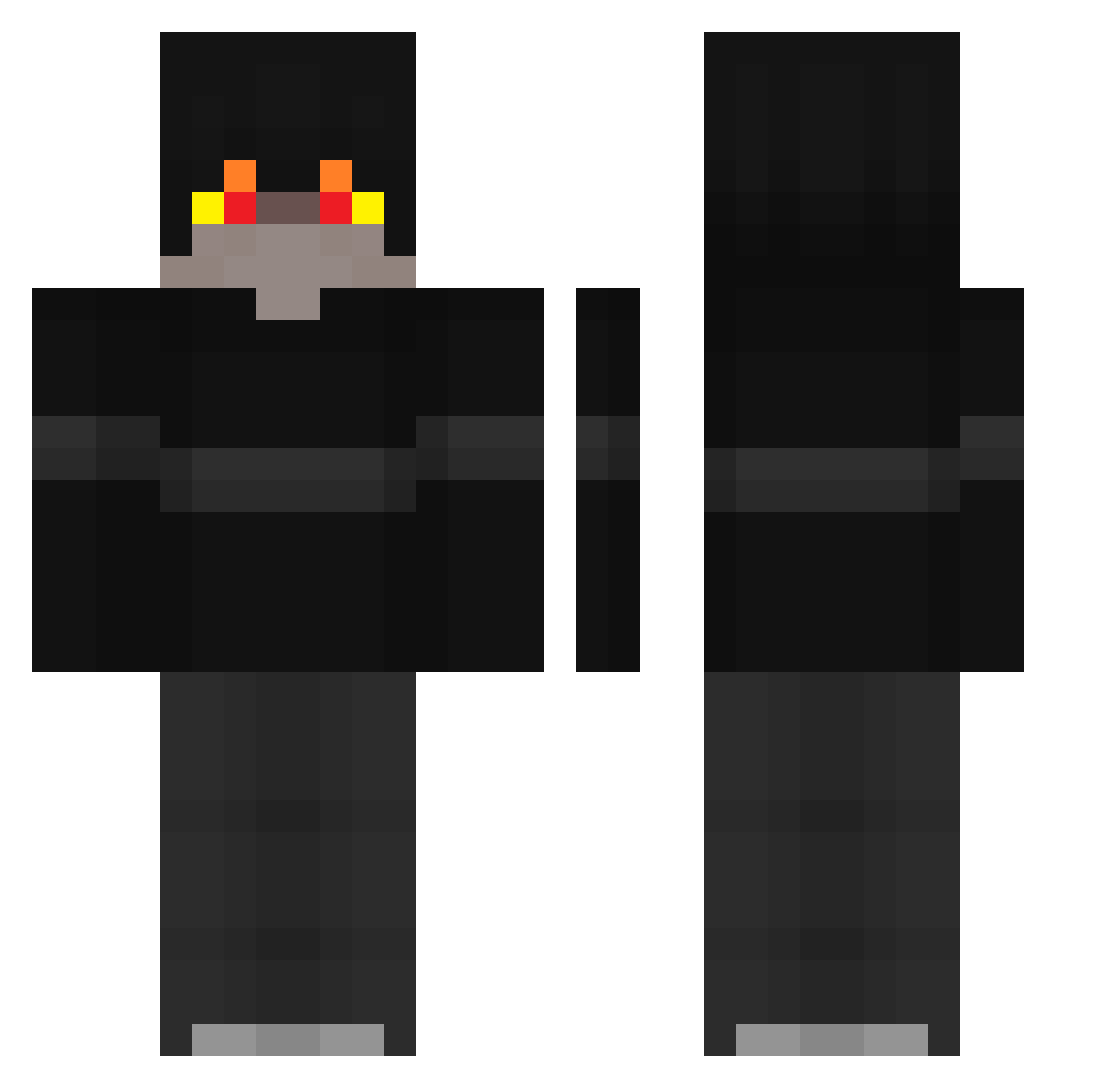 FlameShardz Minecraft skin, front and back view