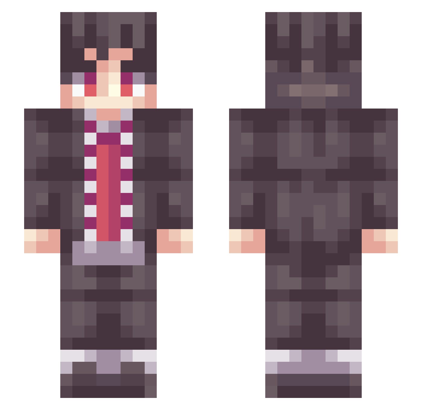 Mondrash Minecraft skin, front and back view