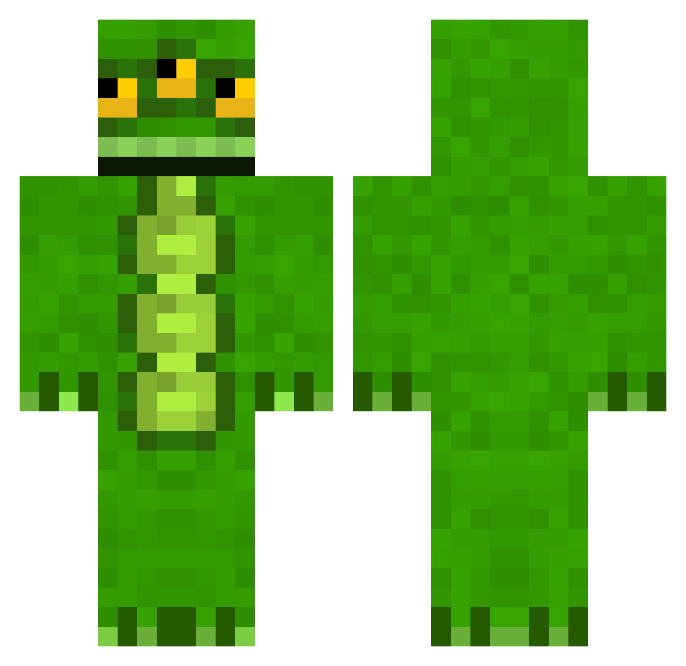 Aliens Minecraft skin, front and back view