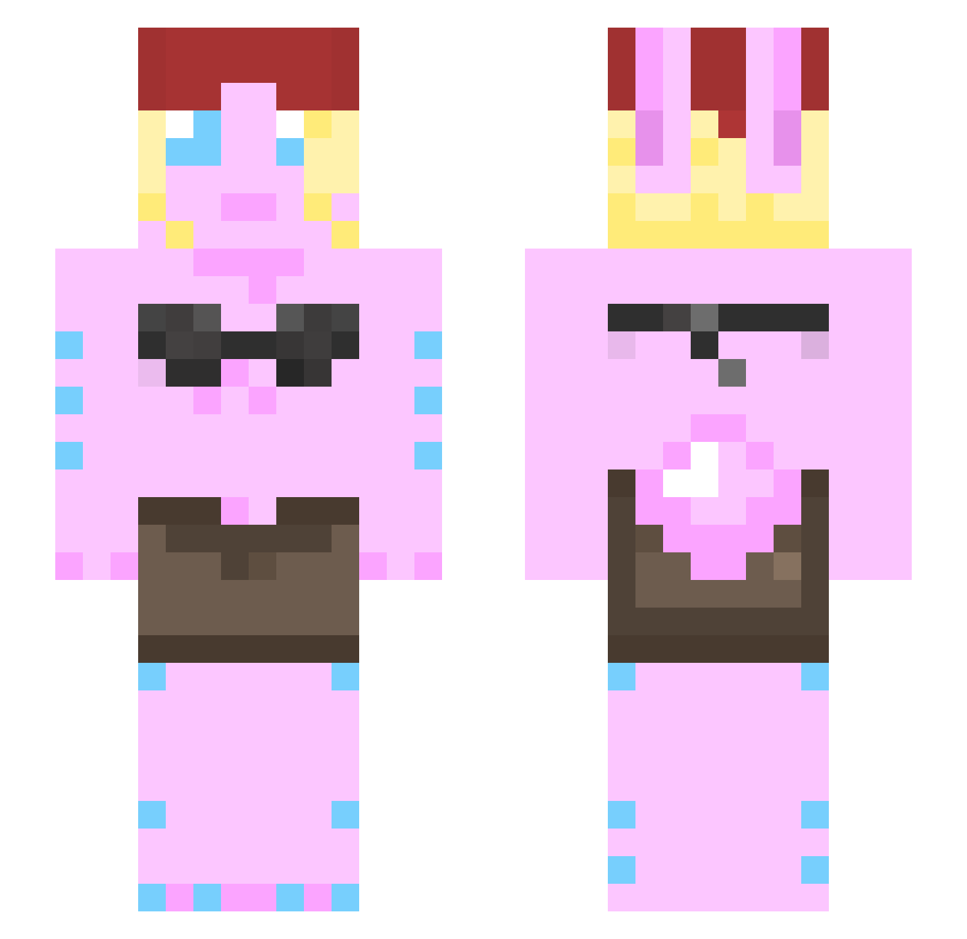 Ruelle Minecraft skin, front and back view