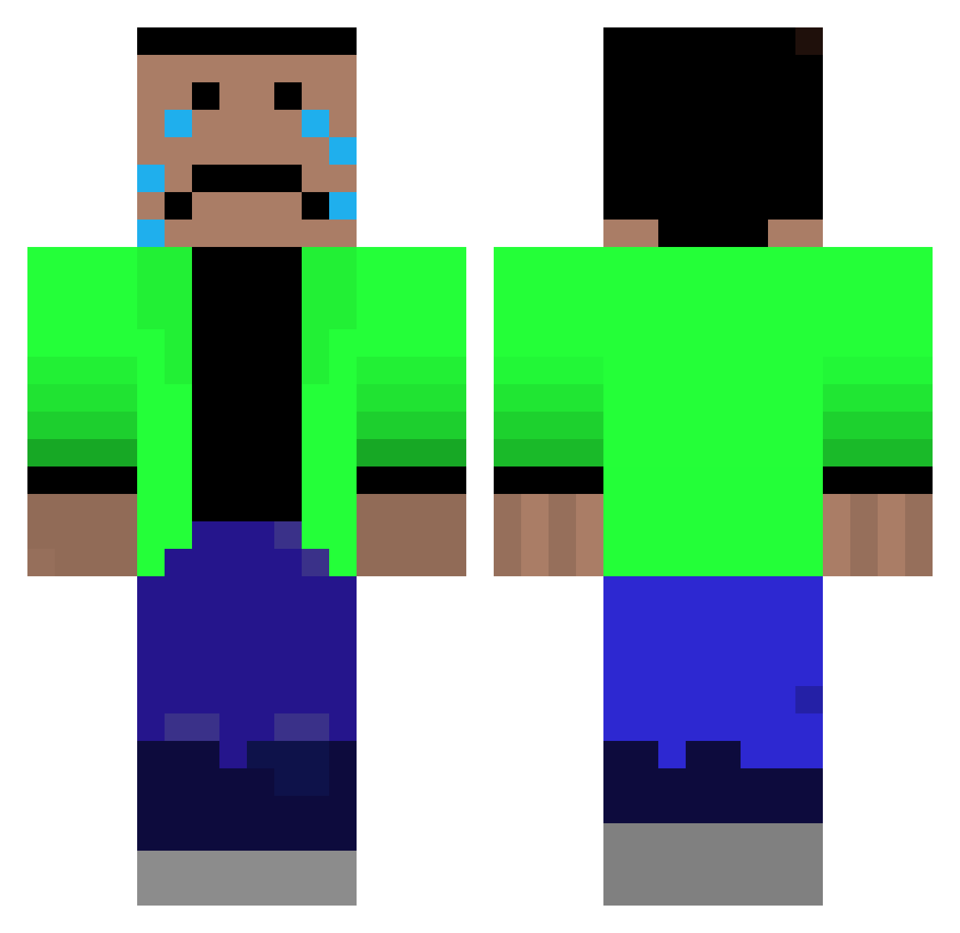 ErTrucha Minecraft skin, front and back view