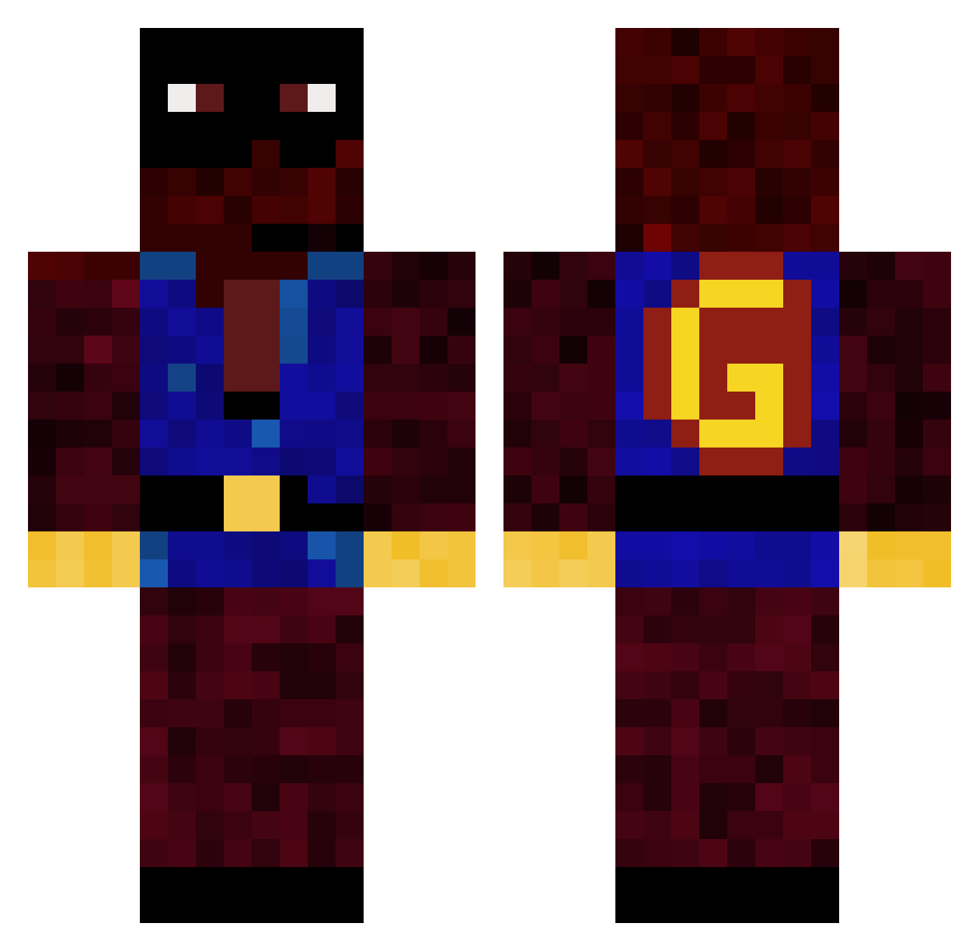 Yamaha69 Minecraft skin, front and back view