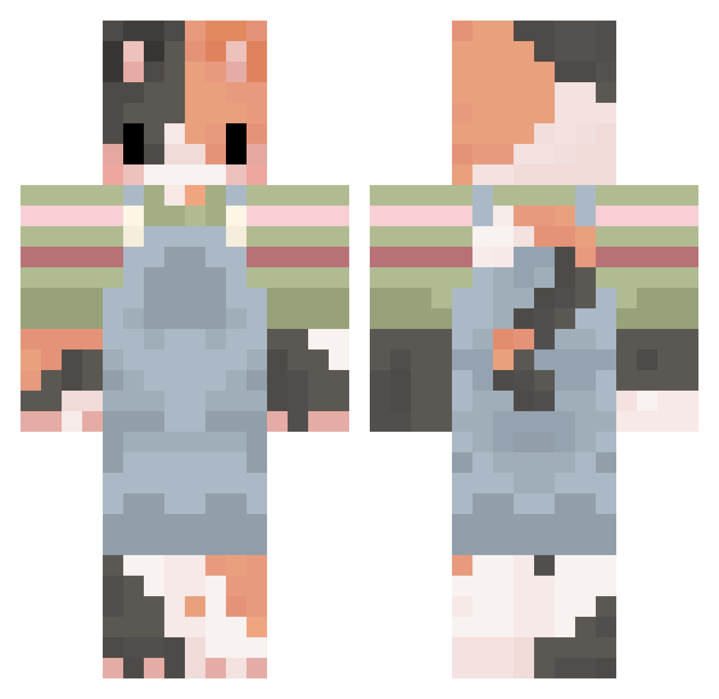 Kaeyffe Minecraft skin, front and back view
