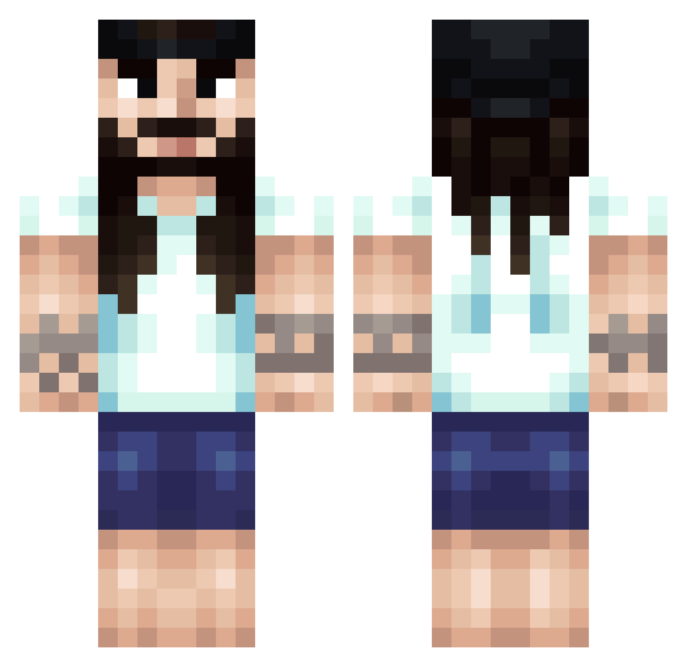 Sprunx Minecraft skin, front and back view