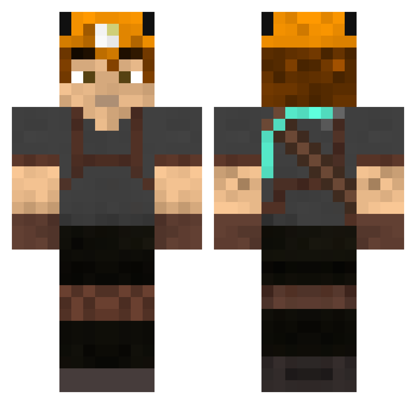 McTuffy Minecraft skin, front and back view