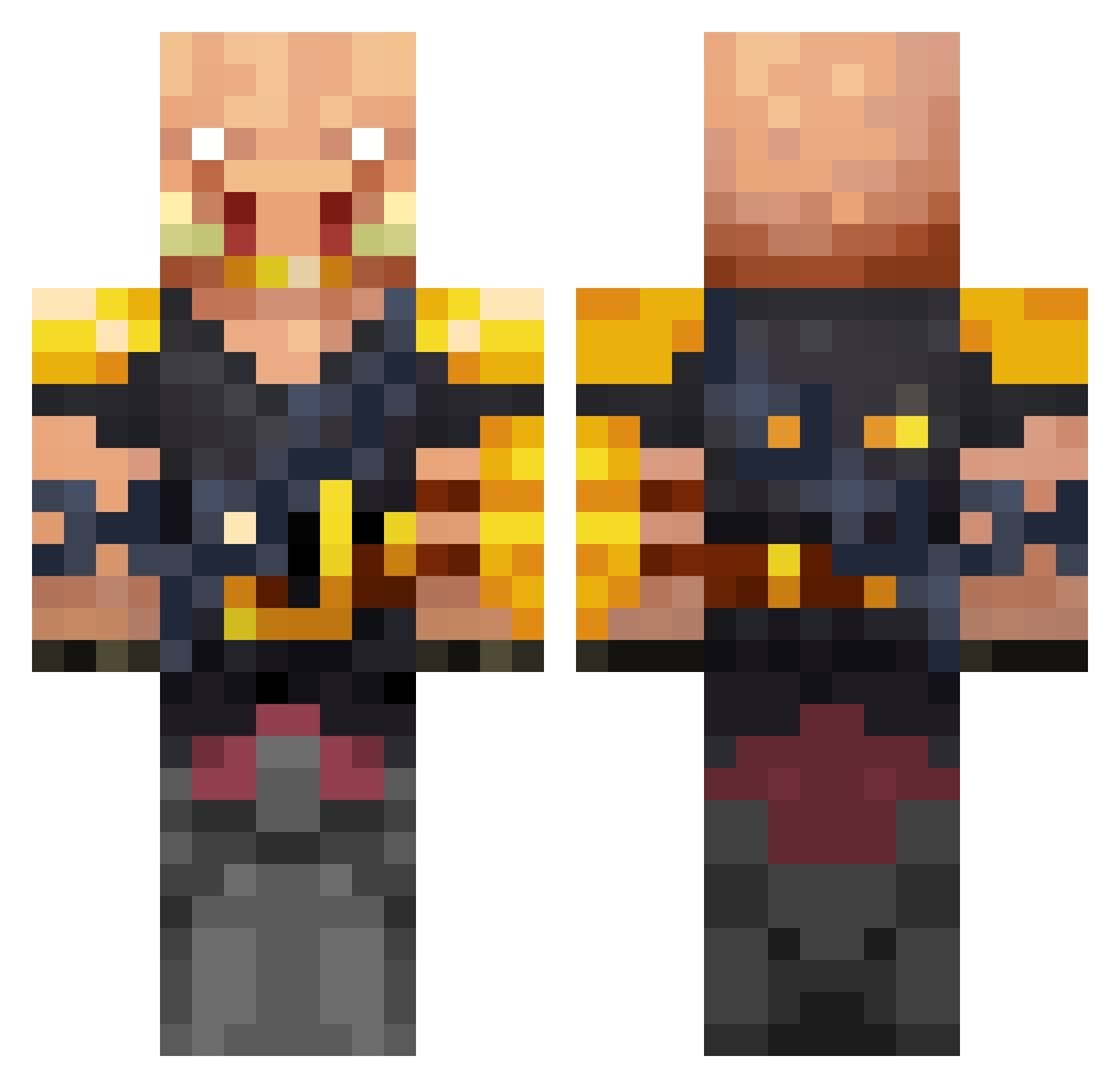 Pigdu Minecraft skin, front and back view