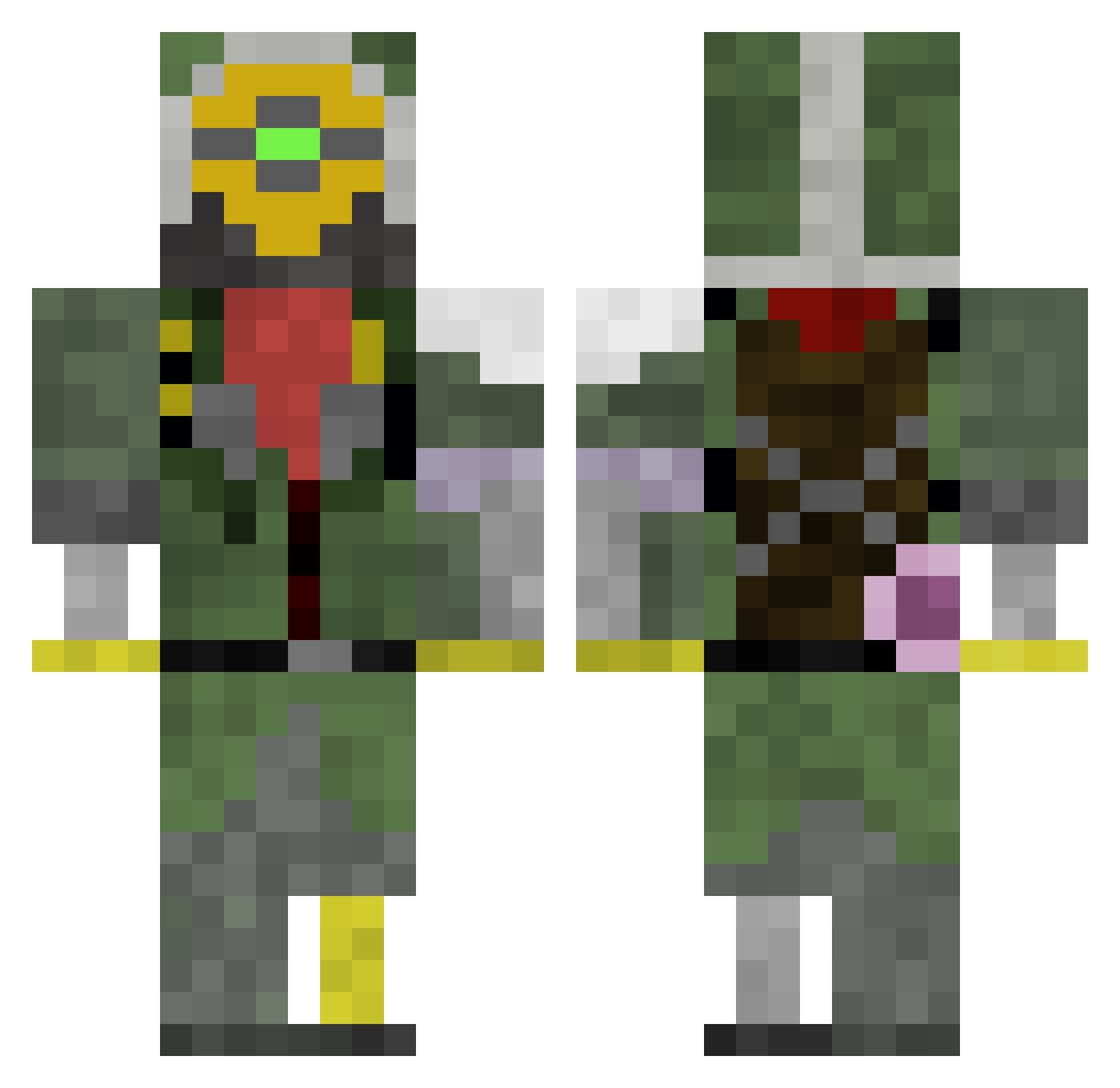 DatOPi Minecraft skin, front and back view
