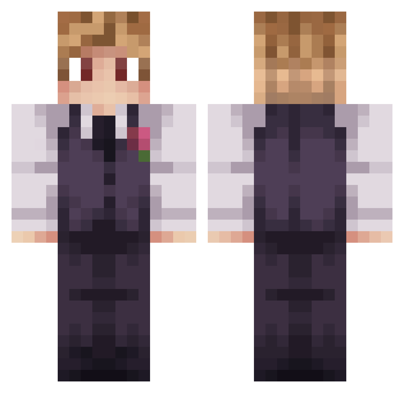 FaWii007 Minecraft skin, front and back view