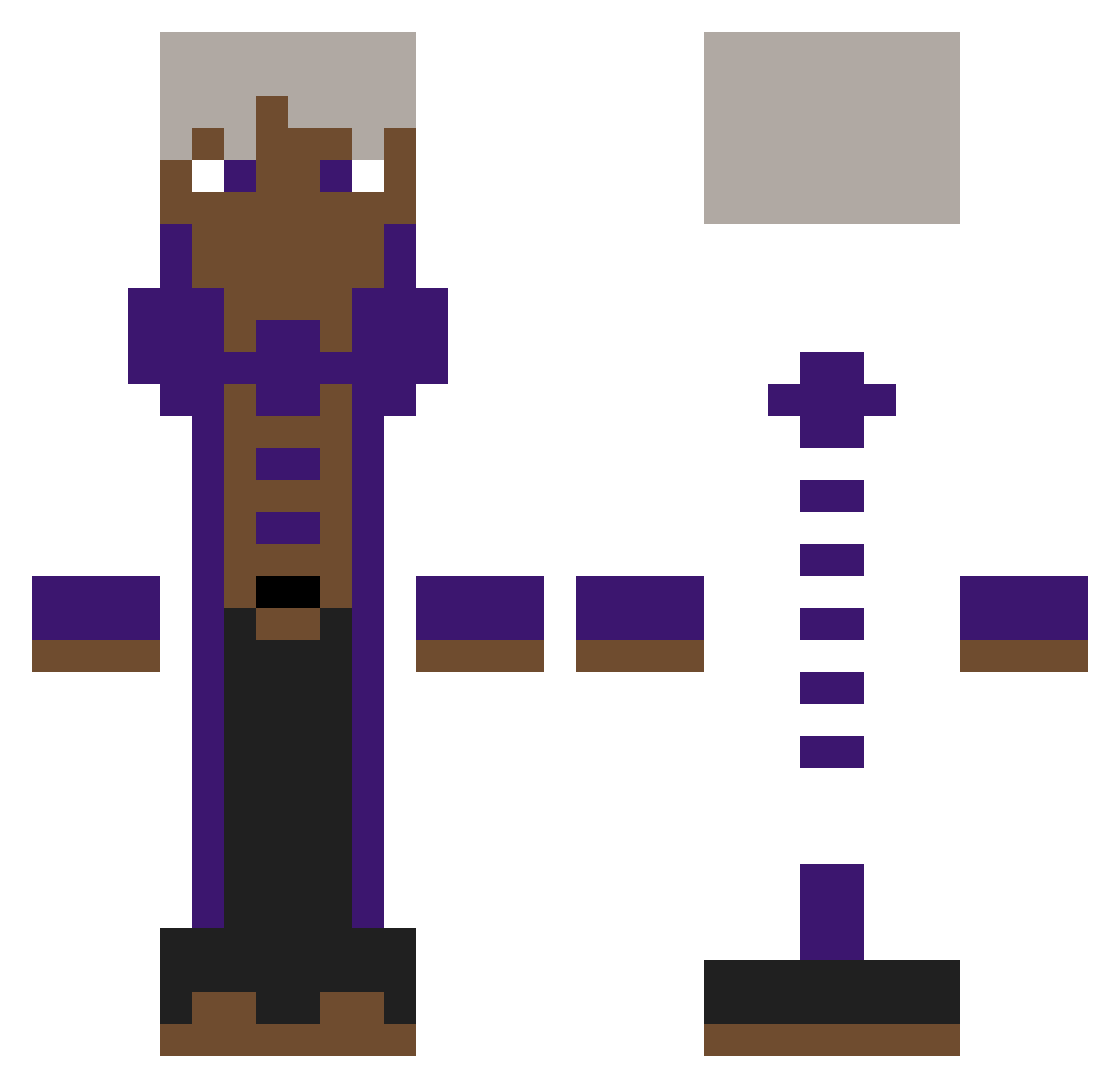 Kadoshikii Minecraft skin, front and back view