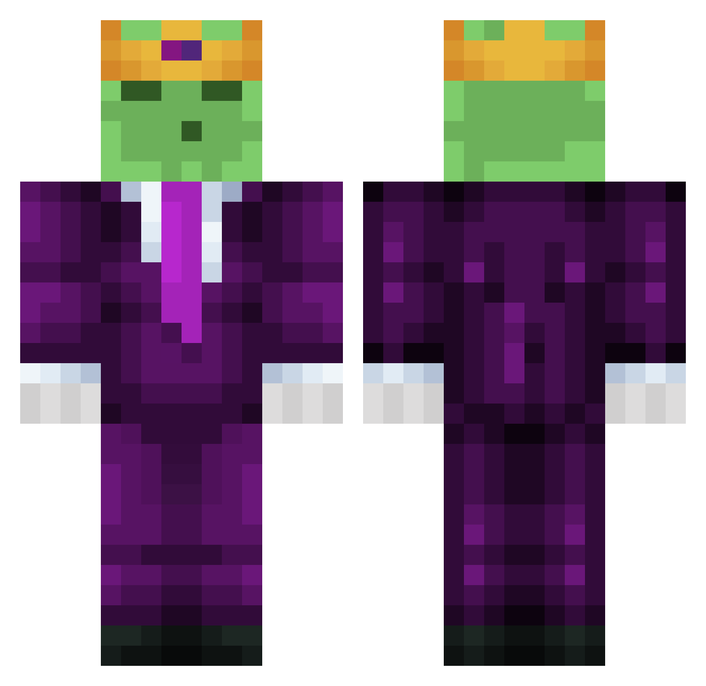 Lord_Crumbs Minecraft skin, front and back view