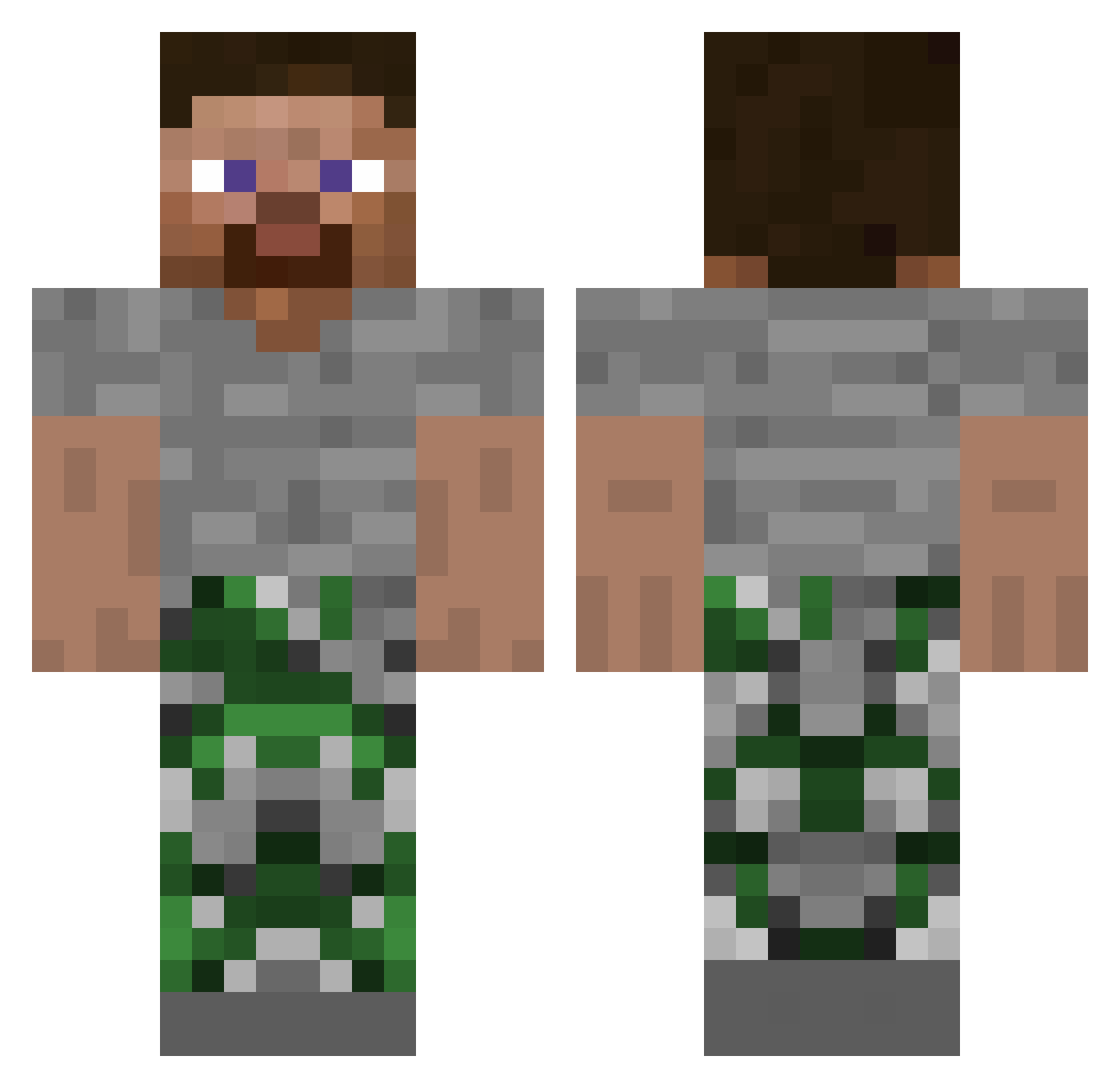 UndigestedFlute Minecraft skin, front and back view