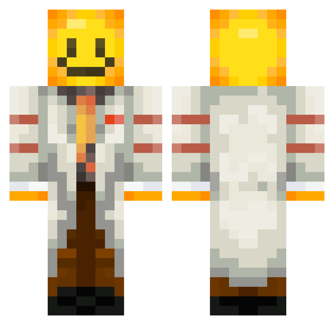 BoistMox Minecraft skin, front and back view