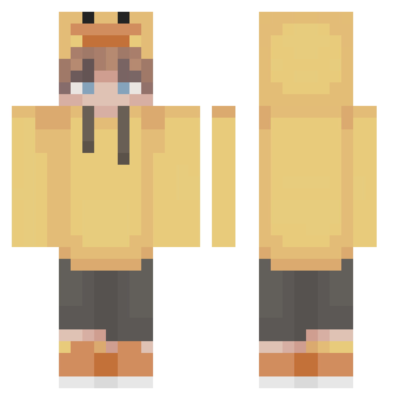 ItsGoldenSushi Minecraft skin, front and back view