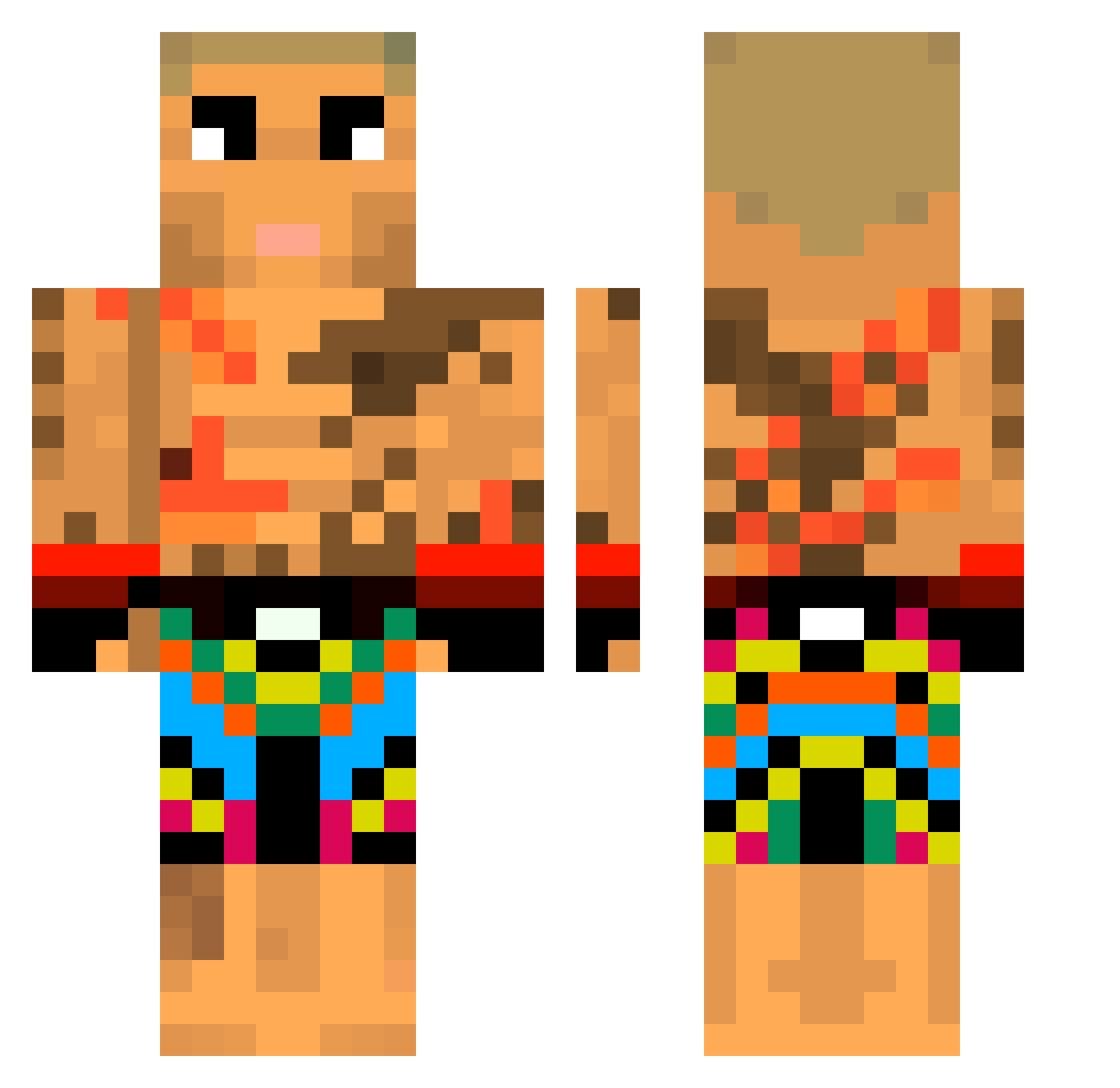 Lordexee Minecraft skin, front and back view