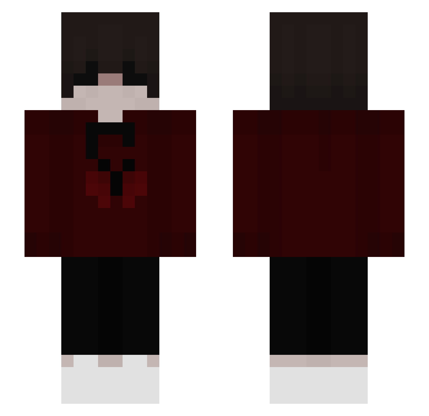 xWqx Minecraft skin, front and back view