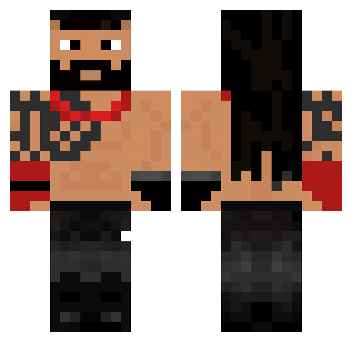 MaskeliAdam Minecraft skin, front and back view
