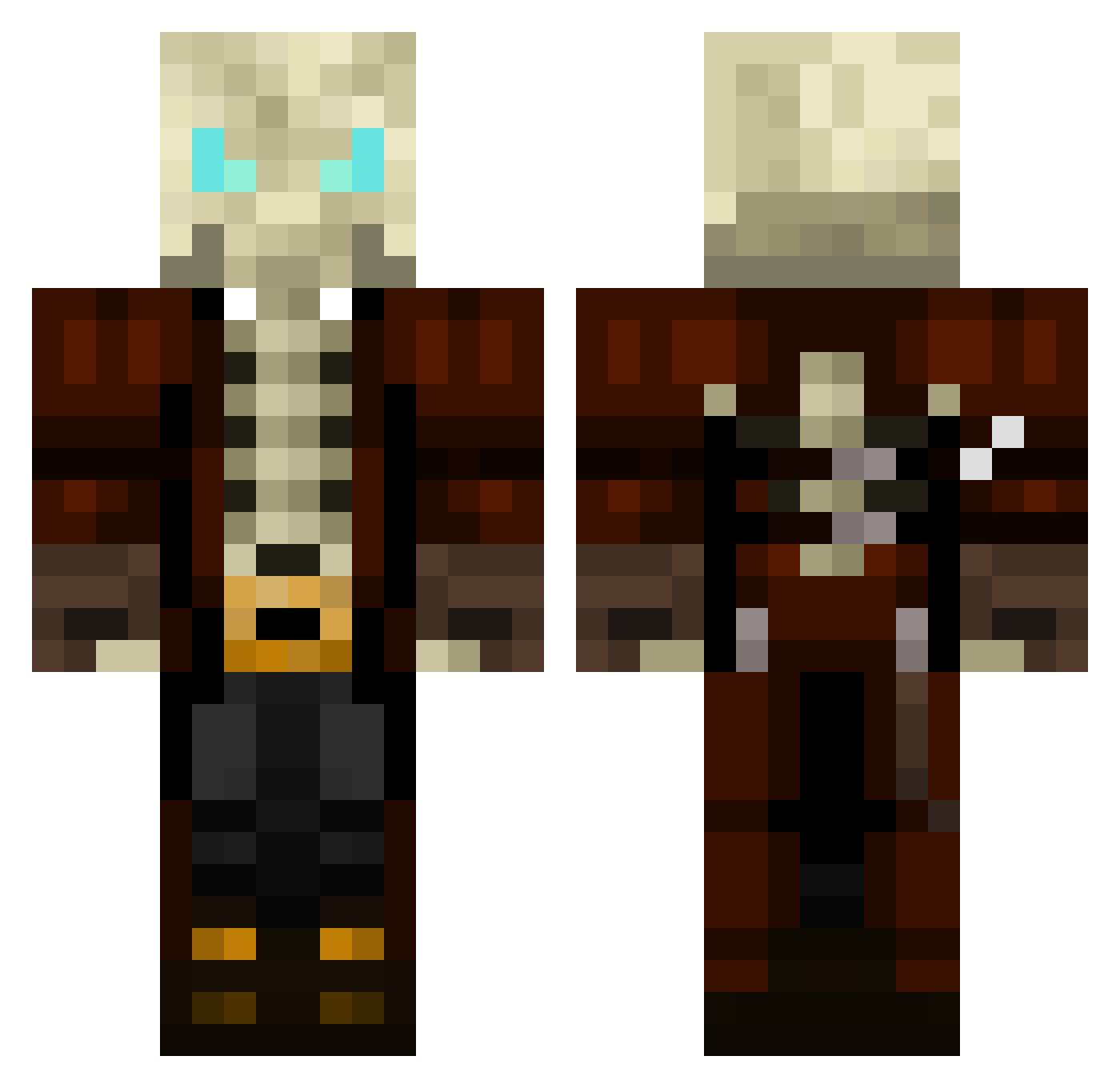 LazyTrain Minecraft skin, front and back view