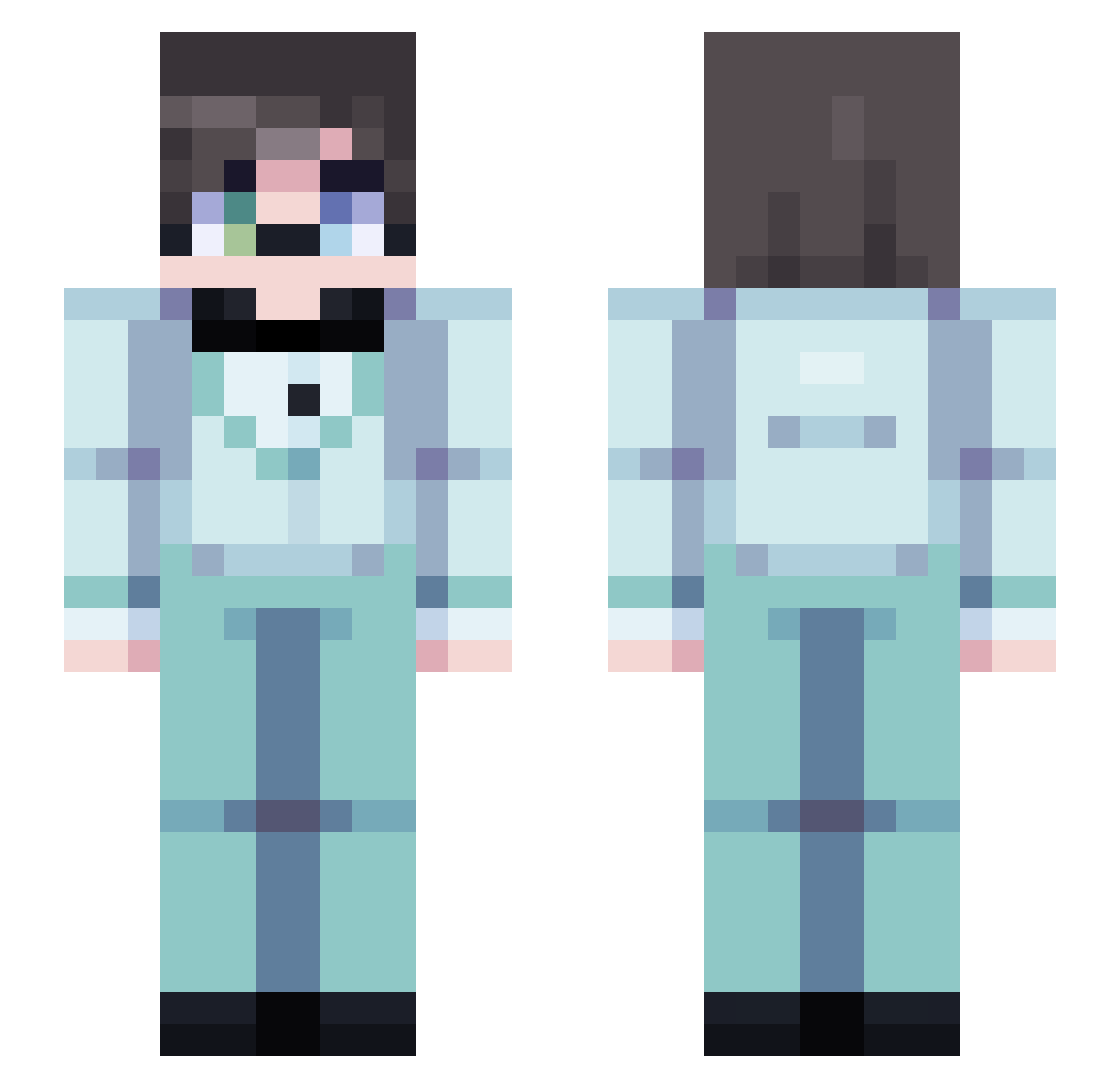 Luniac Minecraft skin, front and back view