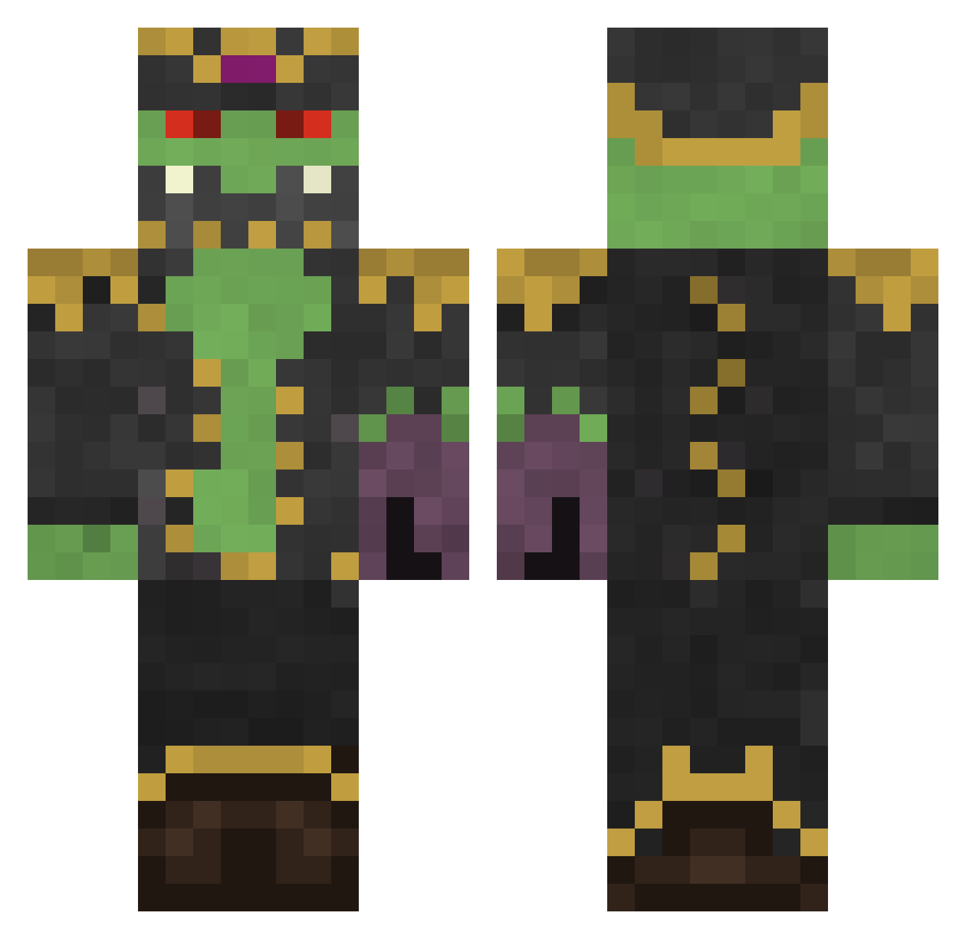AquaNut34 Minecraft skin, front and back view