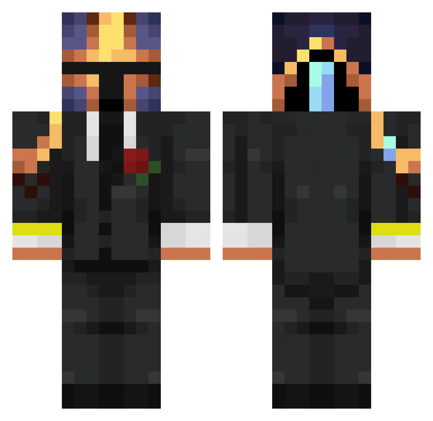 Morlees Minecraft skin, front and back view