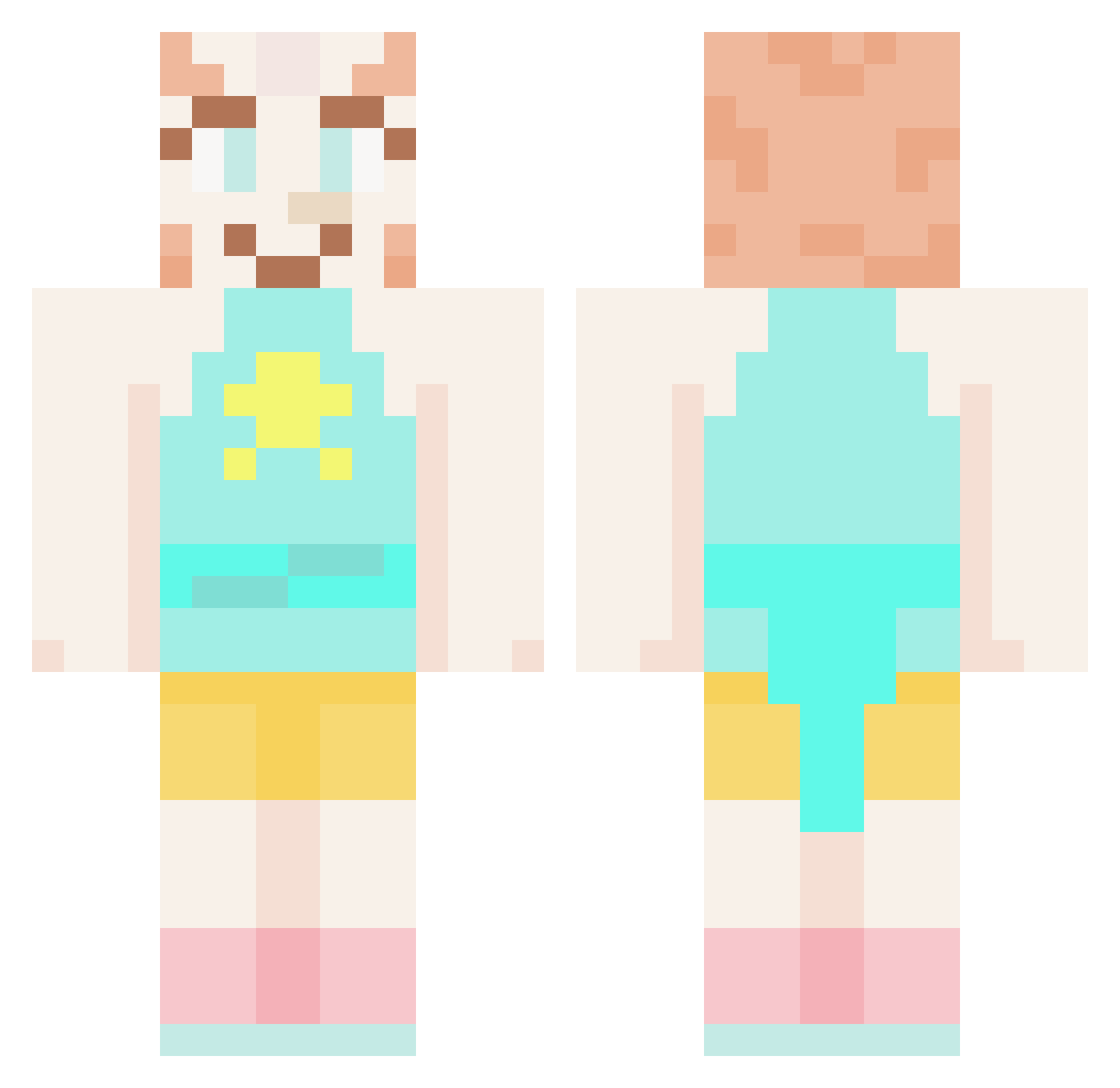 adsterworm Minecraft skin, front and back view