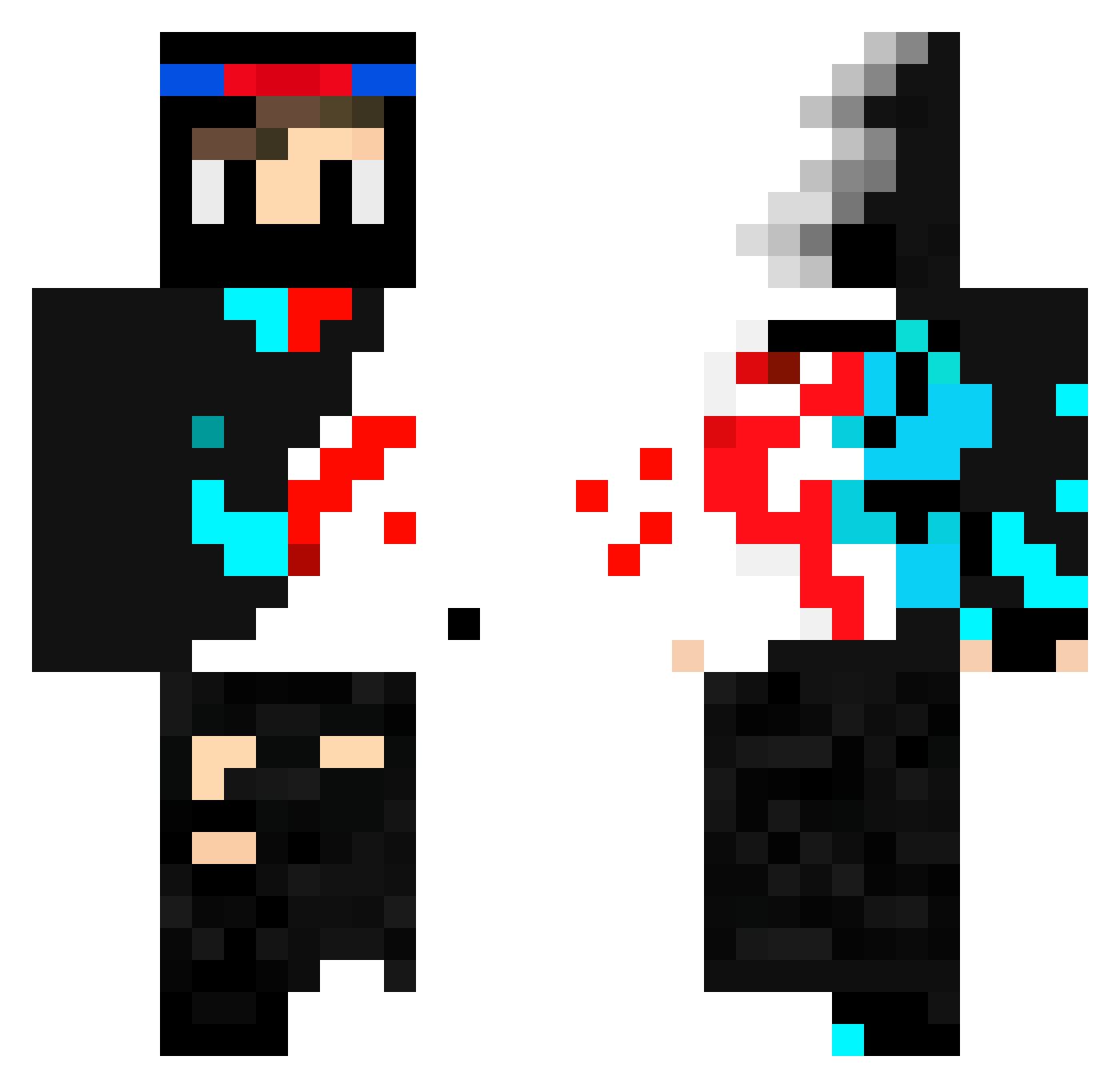 StealthyNinja6 Minecraft skin, front and back view
