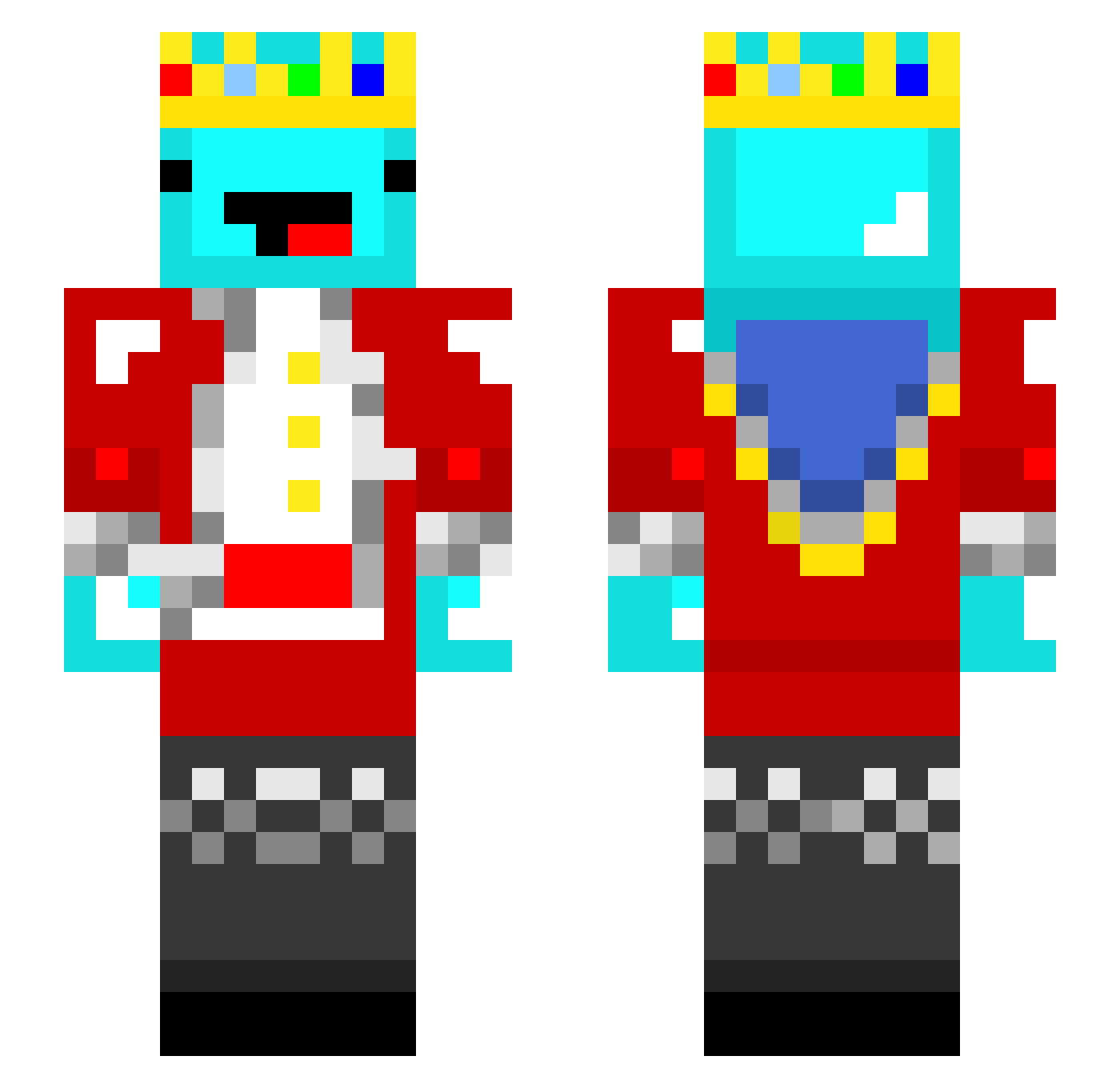 xCustorio Minecraft skin, front and back view