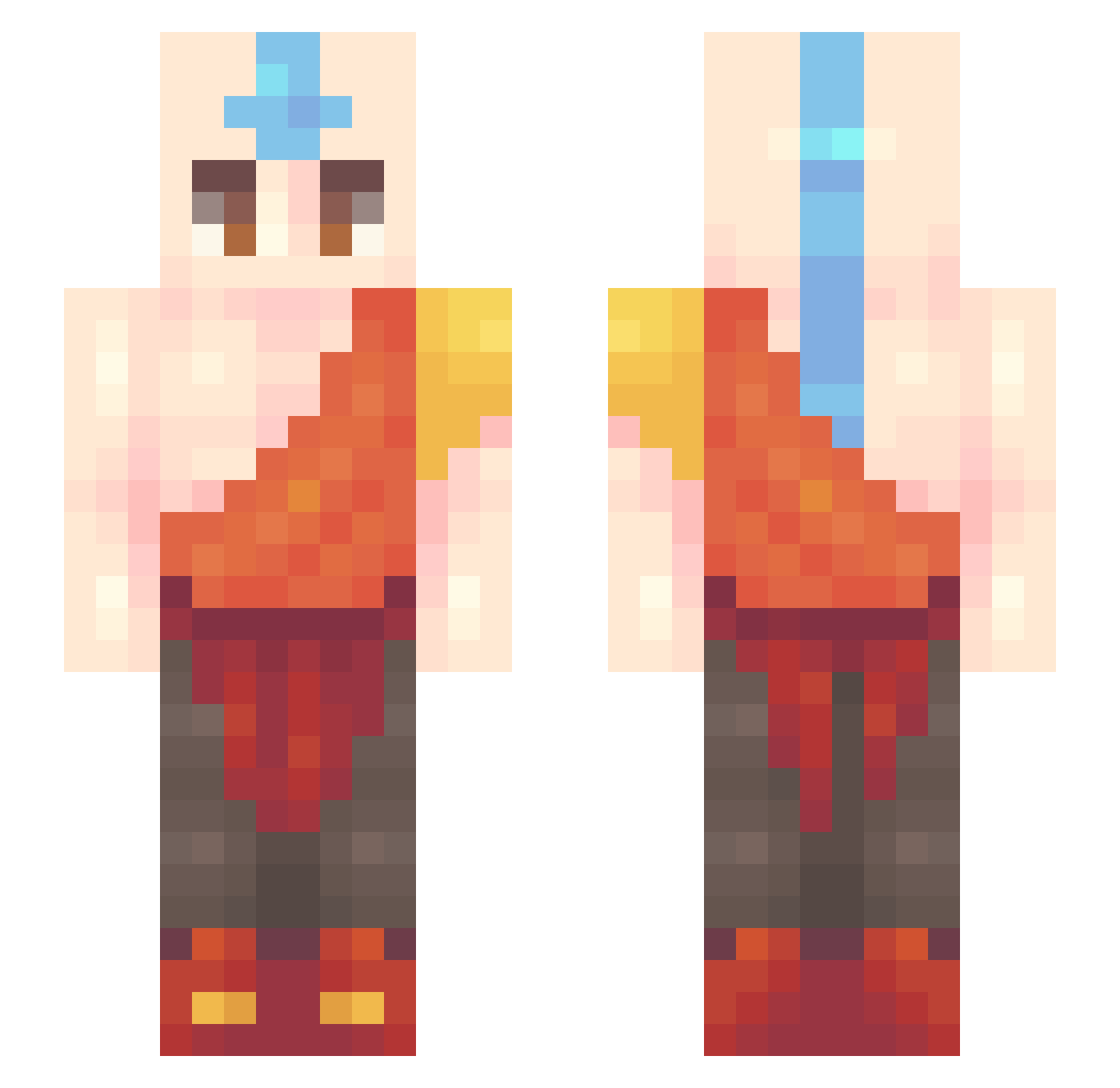 FreeRay Minecraft skin, front and back view