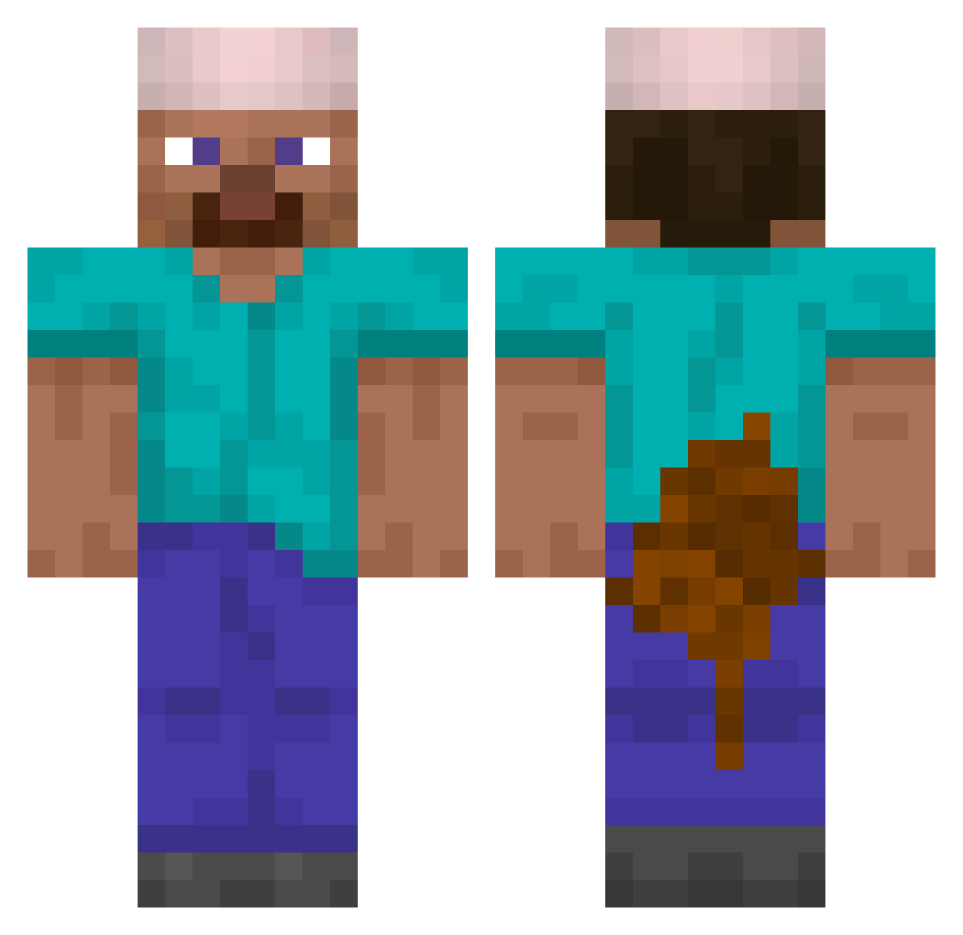 mmmglueonmyhands Minecraft skin, front and back view