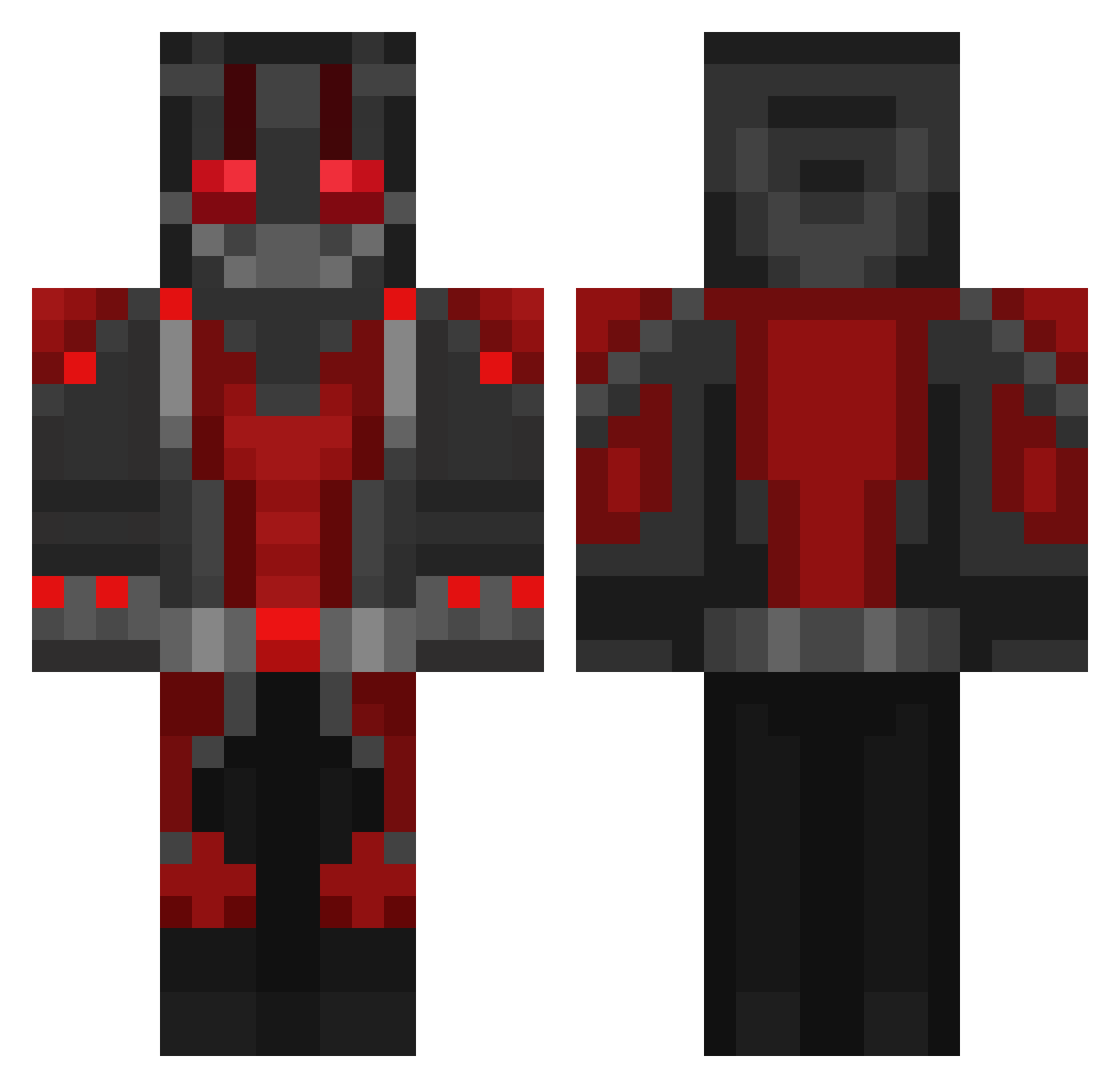 Skiver Minecraft skin, front and back view