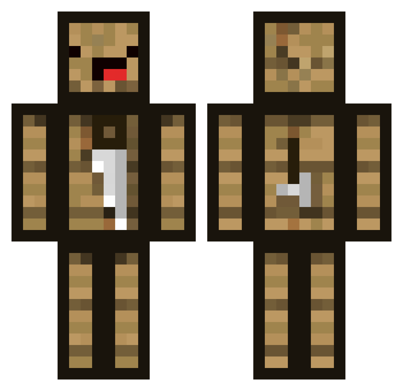 manspop Minecraft skin, front and back view