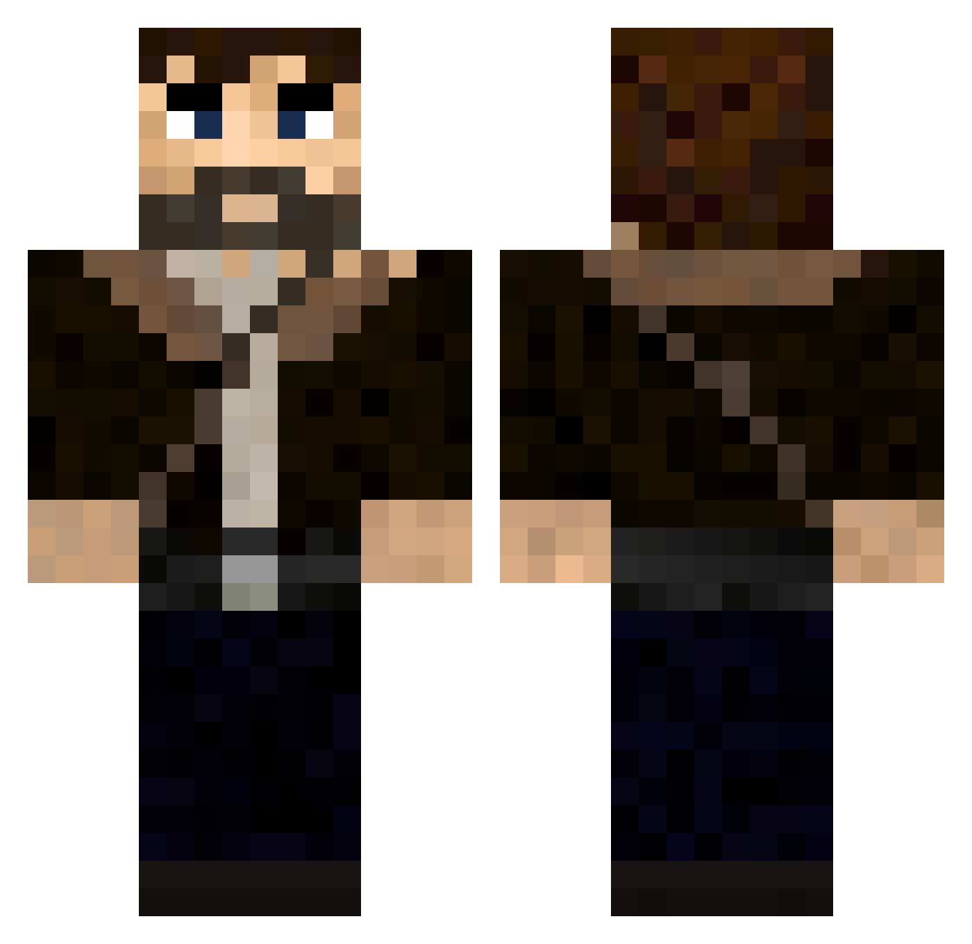 Rednekke Minecraft skin, front and back view