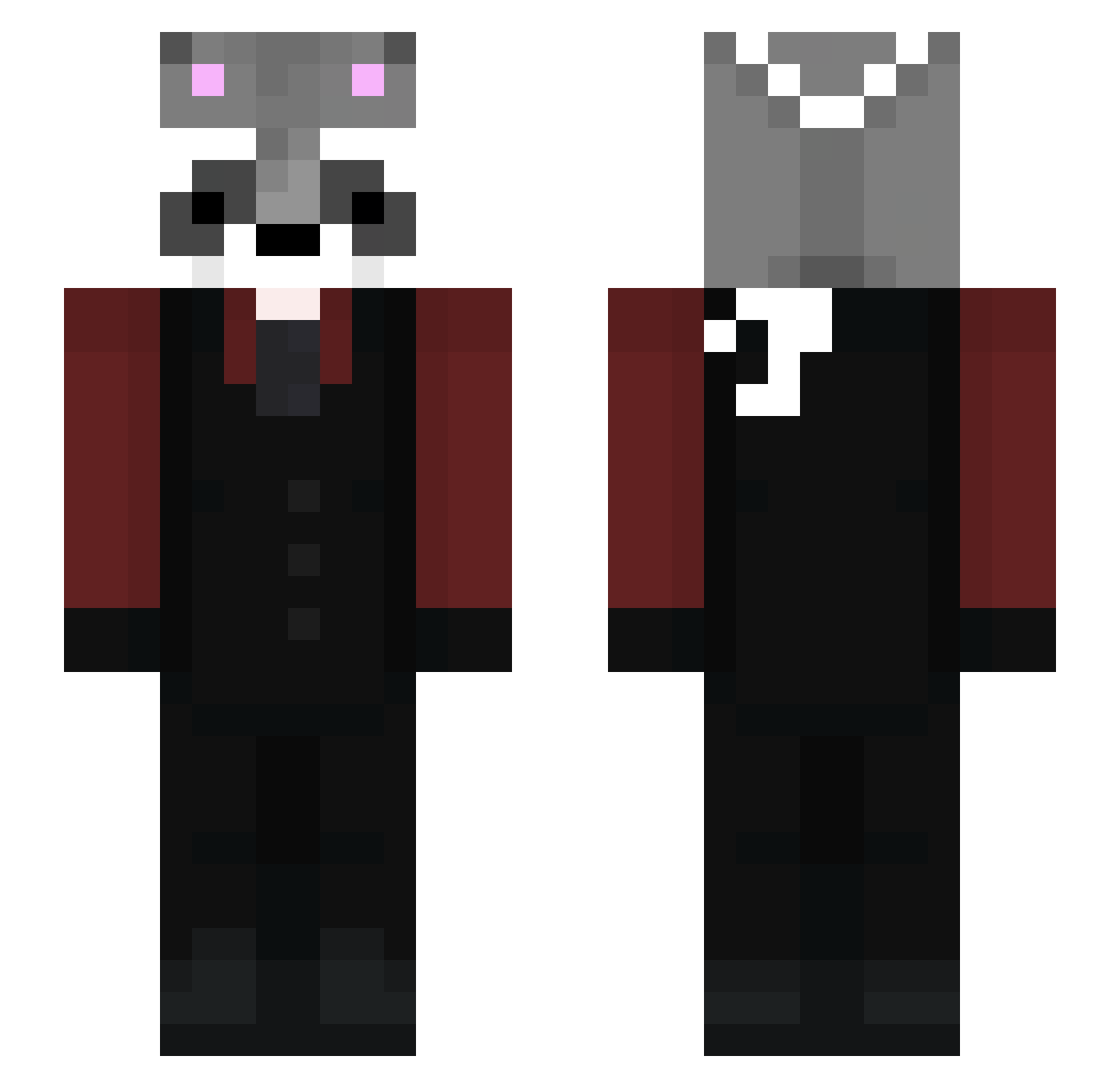 Pardlosa Minecraft skin, front and back view