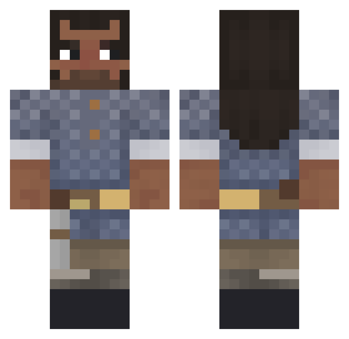dashtwo Minecraft skin, front and back view