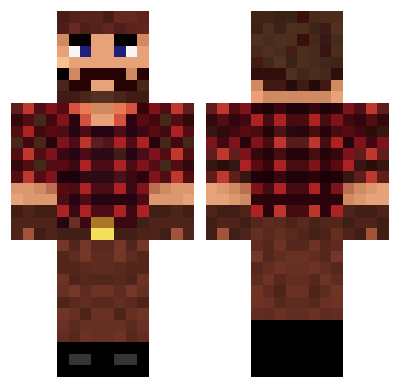 Spelter Minecraft skin, front and back view
