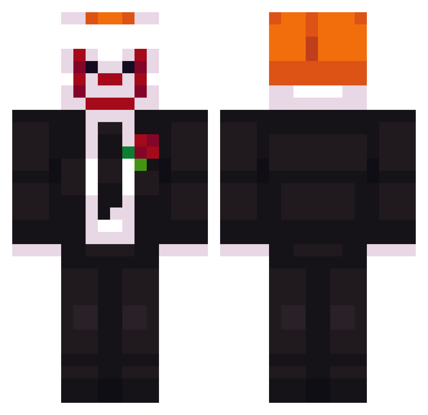 Olober Minecraft skin, front and back view