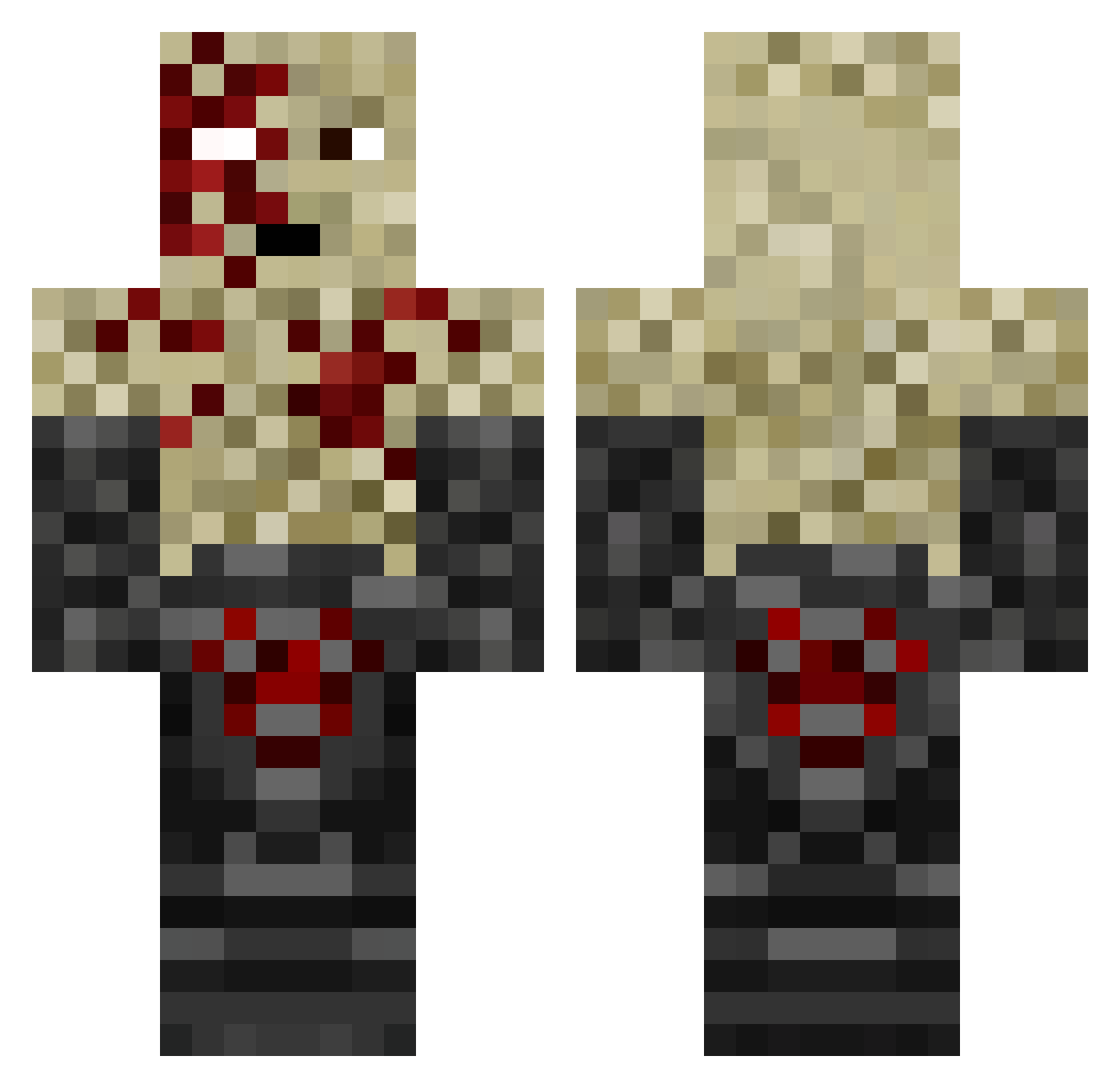quadralex Minecraft skin, front and back view