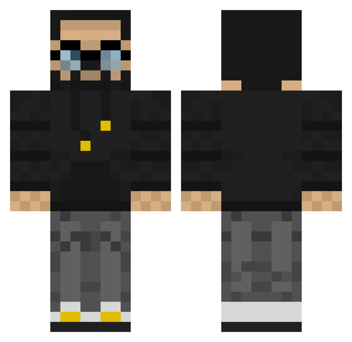 TheBiggieIce Minecraft skin, front and back view