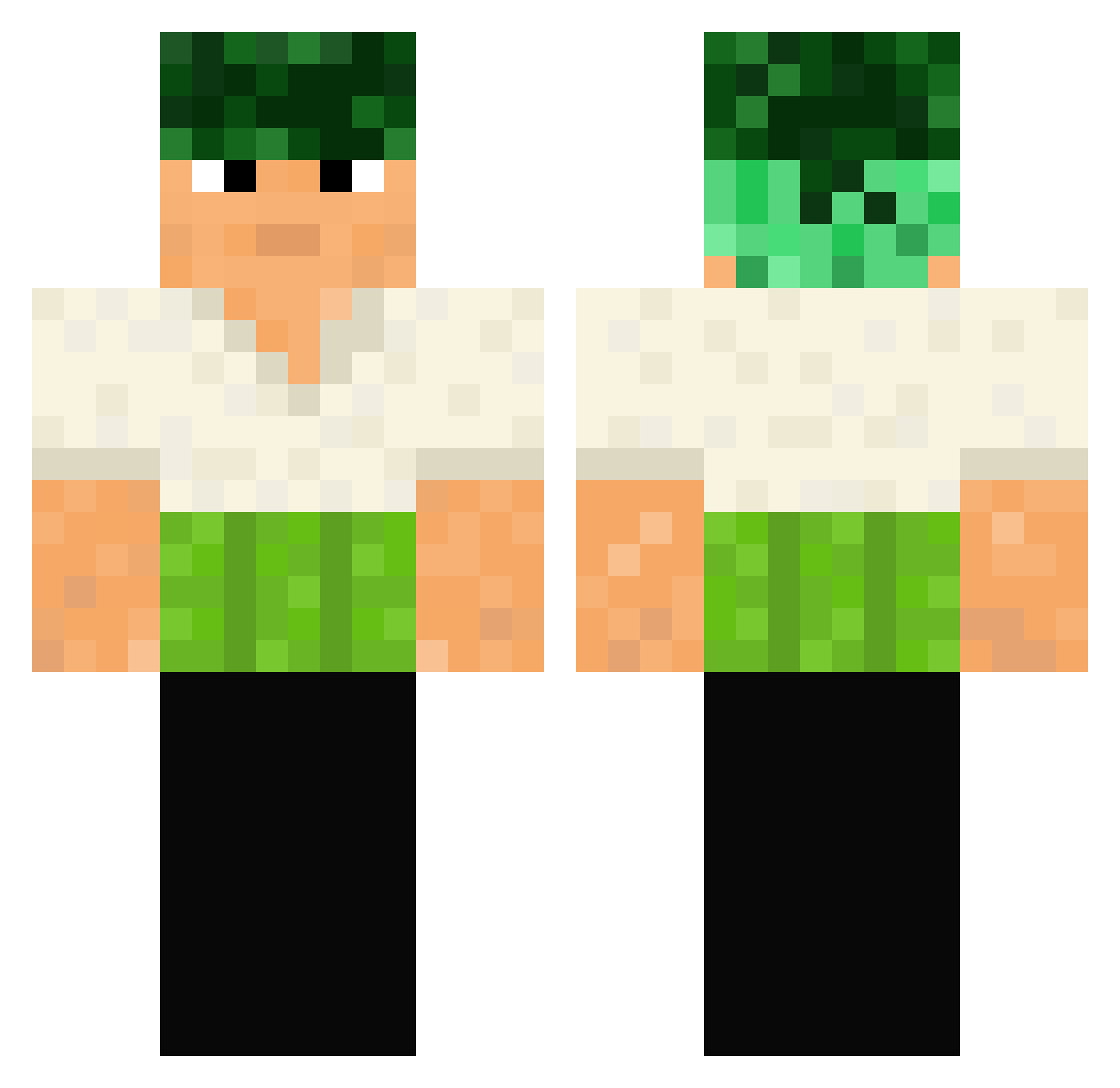 oxkiwi Minecraft skin, front and back view