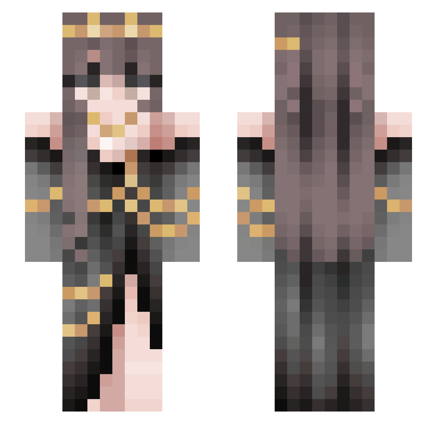 BurntToast016 Minecraft skin, front and back view