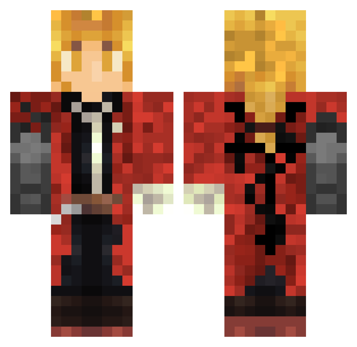 Bucky3750 Minecraft skin, front and back view