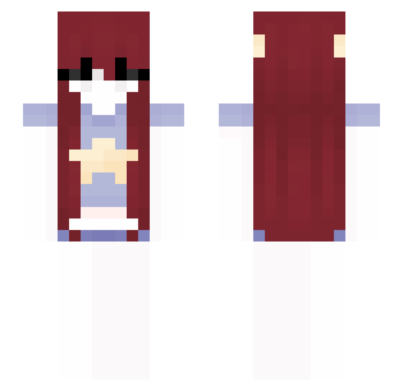 xannka Minecraft skin, front and back view