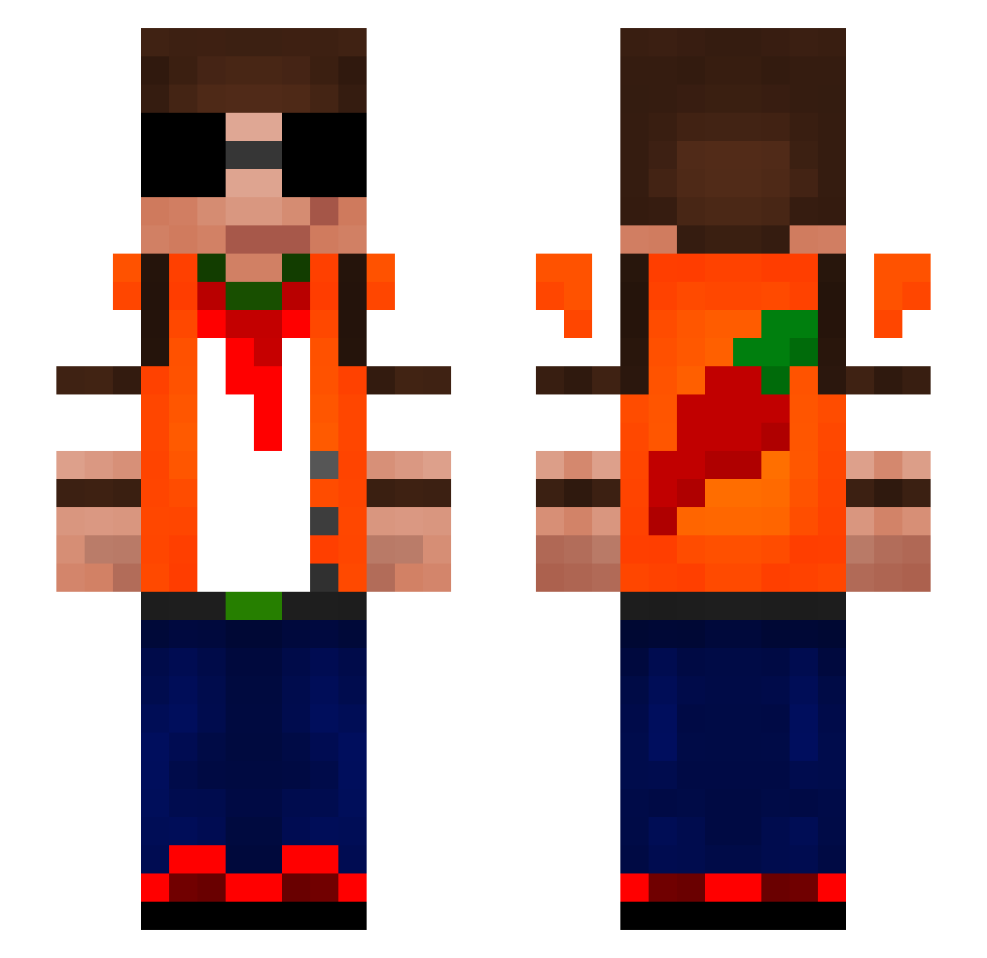 Jalapenos Minecraft skin, front and back view