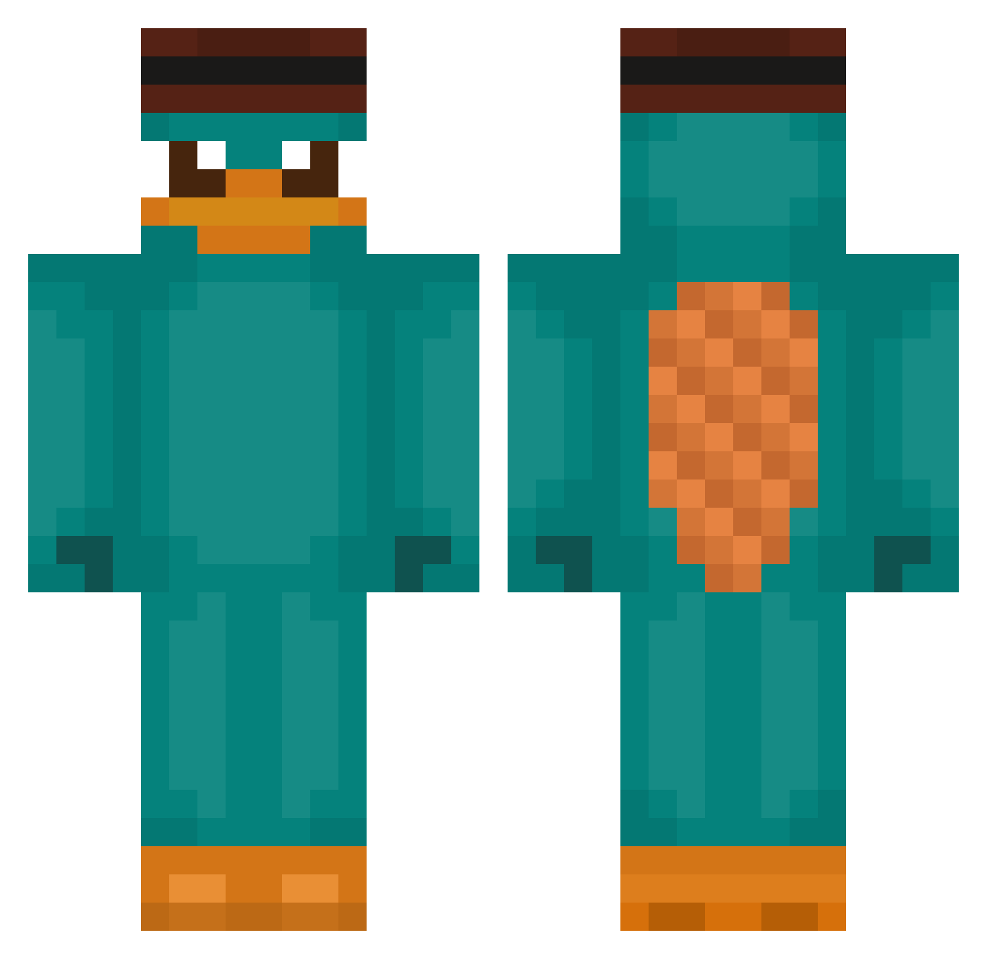 PeteAleha Minecraft skin, front and back view