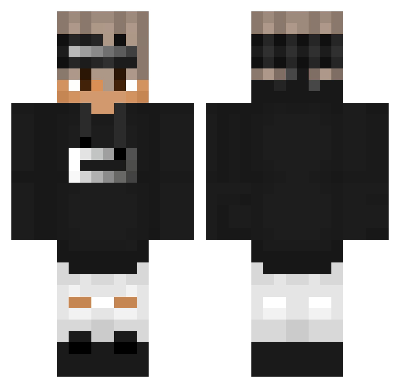 SirPanderHD Minecraft skin, front and back view
