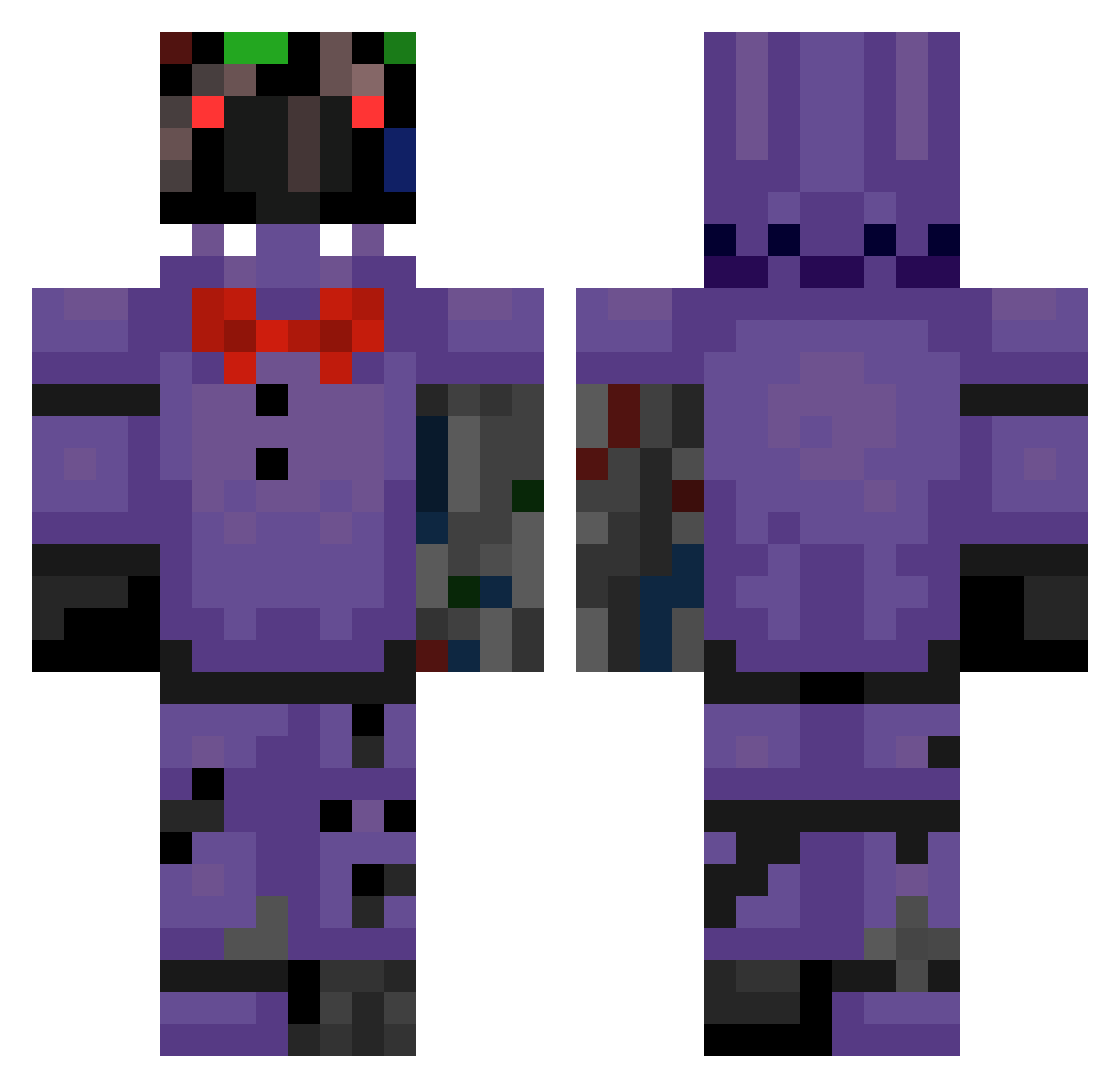 KookyHop Minecraft skin, front and back view