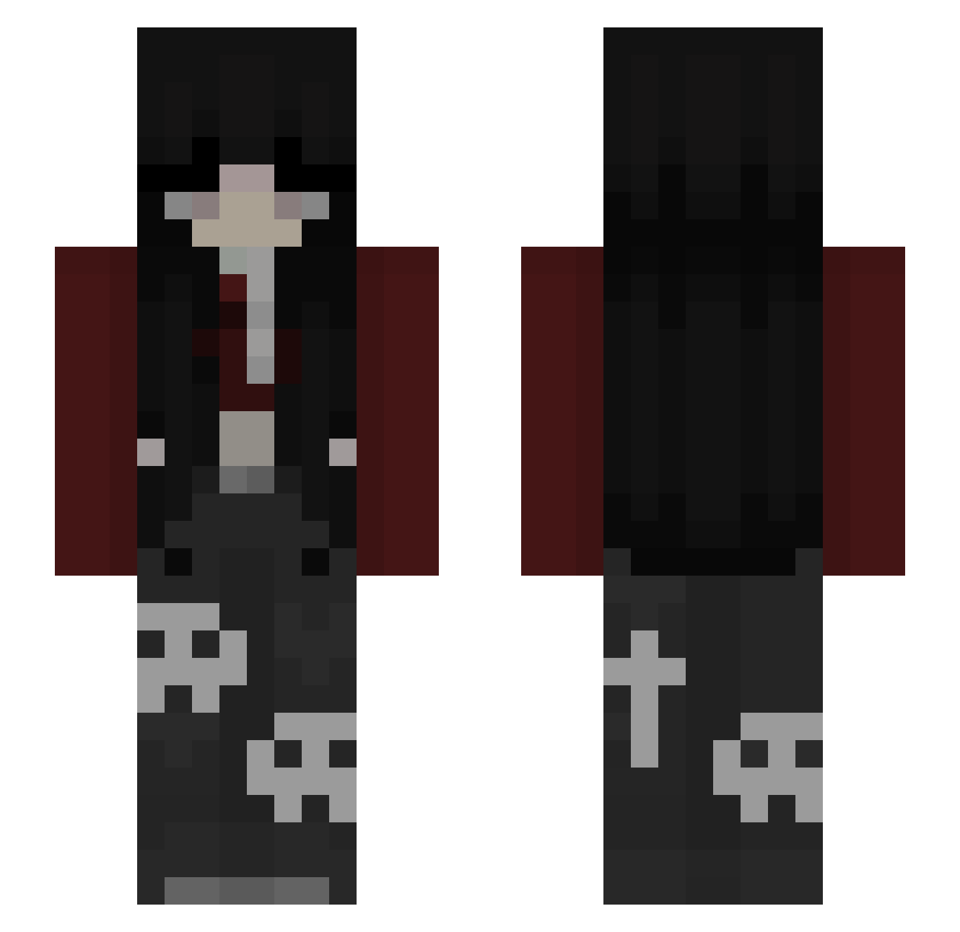 enucleation Minecraft skin, front and back view